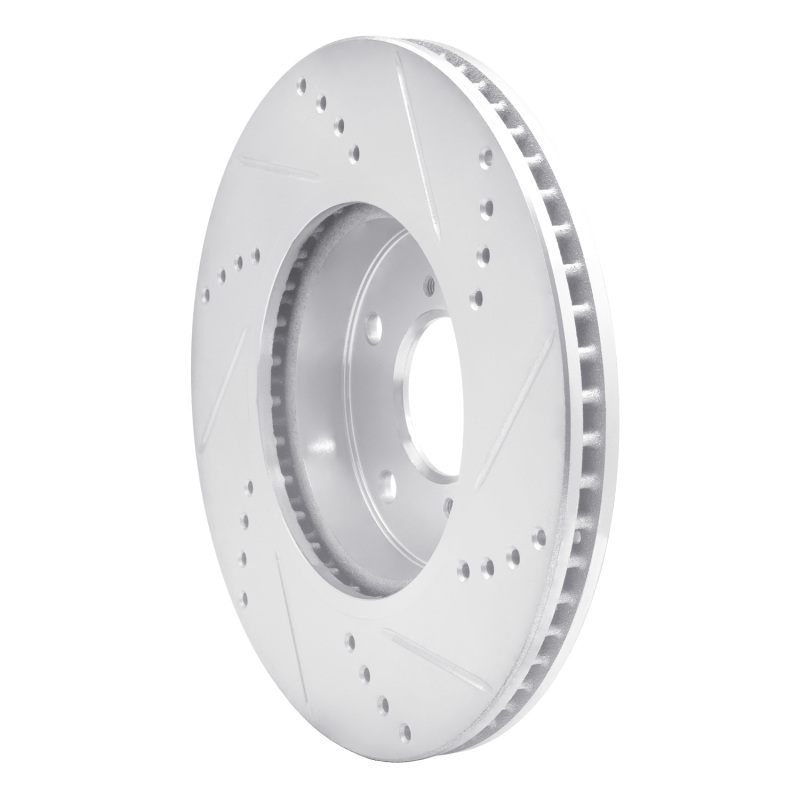 Honda Civic Brake Rotor (1) - Front Left - R1 Concepts - Drilled & Slotted - Silver - `16-`25